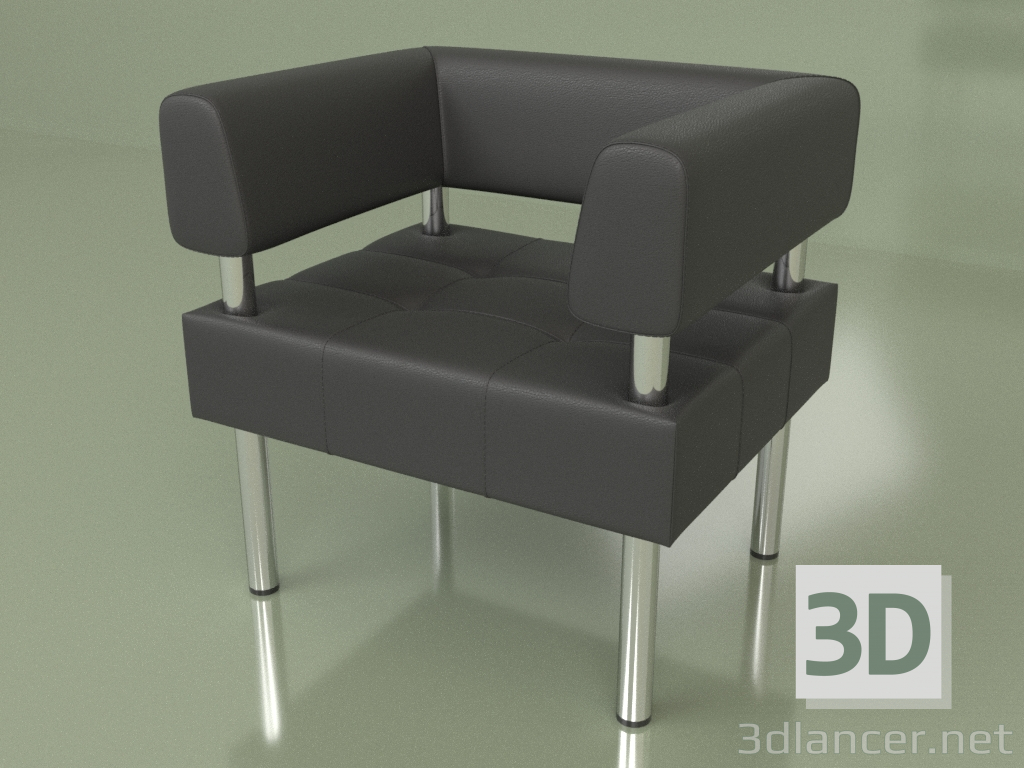 3 डी मॉडल कुर्सी व्यवसाय (काला चमड़ा) - पूर्वावलोकन