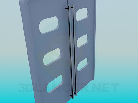 modelo 3D Puertas dobles con ventanas y asas largas - escuchar modelo 3D Puertas dobles con ventanas y asas largas - escuchar