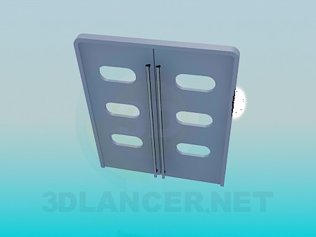 modelo 3D Puertas dobles con ventanas y asas largas - escuchar modelo 3D Puertas dobles con ventanas y asas largas - escuchar