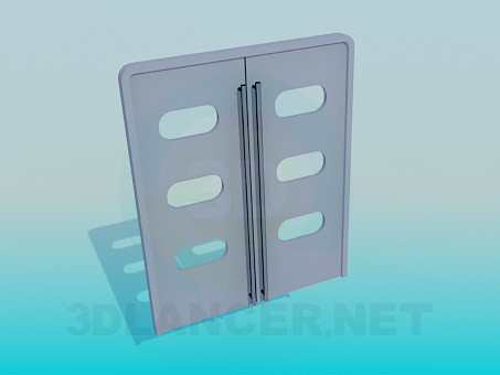 modelo 3D Puertas dobles con ventanas y asas largas - escuchar modelo 3D Puertas dobles con ventanas y asas largas - escuchar