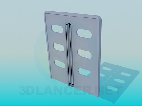 modelo 3D Puertas dobles con ventanas y asas largas - escuchar modelo 3D Puertas dobles con ventanas y asas largas - escuchar