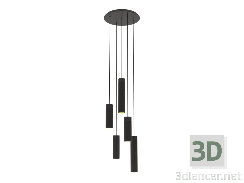 3d model Hanging cluster lamp Patrone Large (black-brown brass) - preview