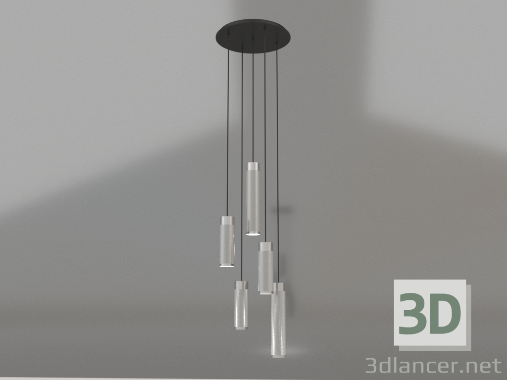 3D modeli Asılı küme lambası Patrone Large (nikel kaplama pirinç) - önizleme