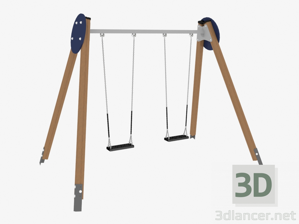 3D Modell Schaukel für Kinderspielplätze (6317) - Vorschau