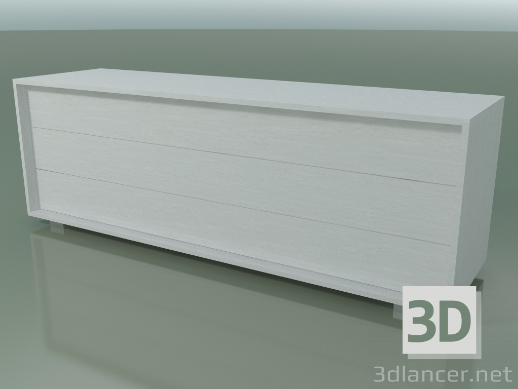 3D Modell Kommode mit 3 Schubladen (65, gebürstete Stahlfüße, glänzend weiß) - Vorschau