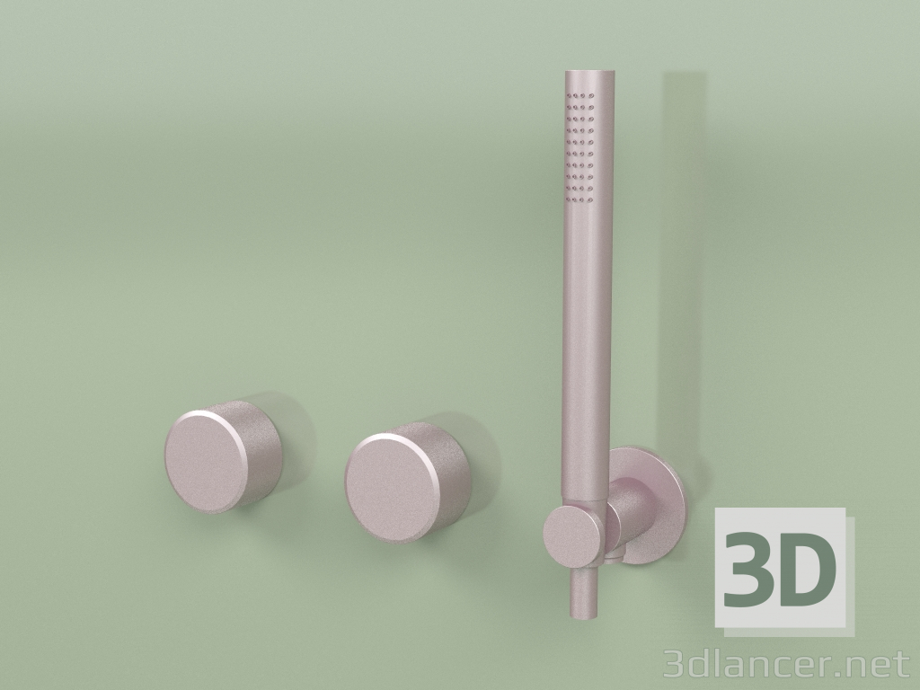 3d model Wall-mounted set of 2 hydro-progressive mixers with hand shower (16 68, OR) - preview