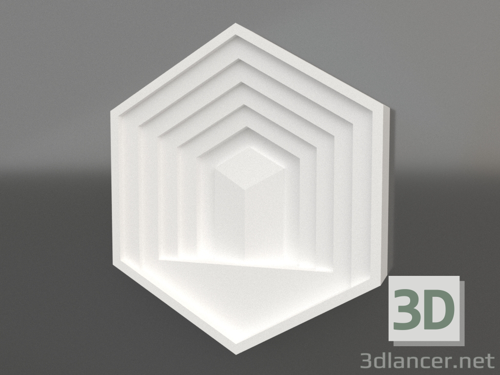 Modelo 3d Painel 3d do templo hexagonal - preview