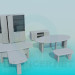 modello 3D Mobili in ufficio - anteprima