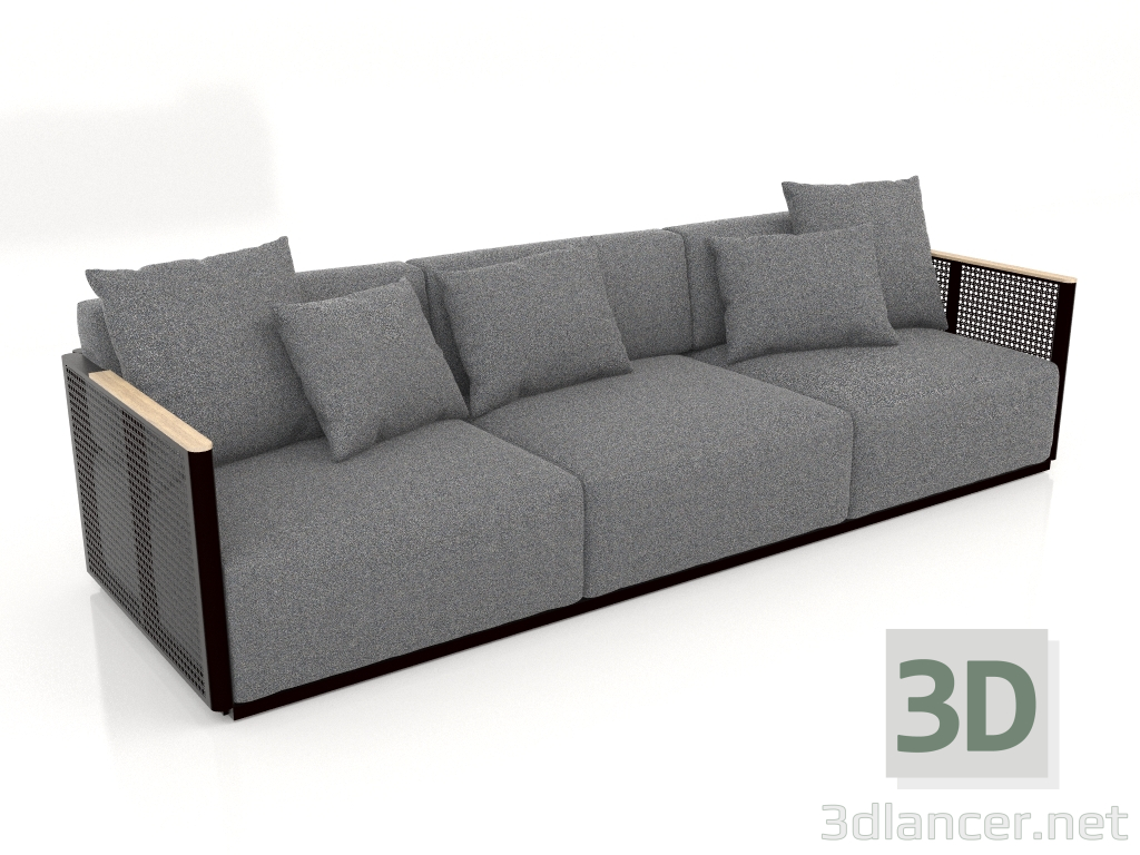 3 डी मॉडल 3-सीटर सोफा (काला) - पूर्वावलोकन