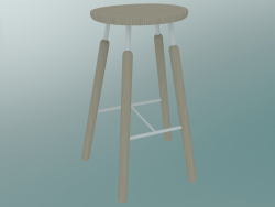 Norm stool (NA8, W 52xH 75cm, White powder coated, Natural oiled oak)