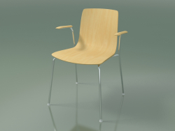 Chair 3907 (4 metal legs, with armrests, natural birch)