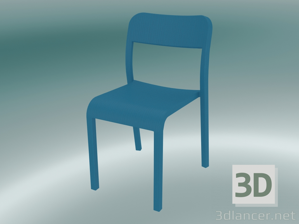 modello 3D Sedia BLOCCO sedia (1475-20, color cenere con venatura aperta opaca in blu) - anteprima