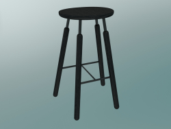 Norm stool (NA8, W 52xH 75cm, Black powder coated, Black stained ash)