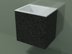 Wall-mounted washbasin (02R123102, Nero Assoluto M03, L 48, P 36, H 48 cm)