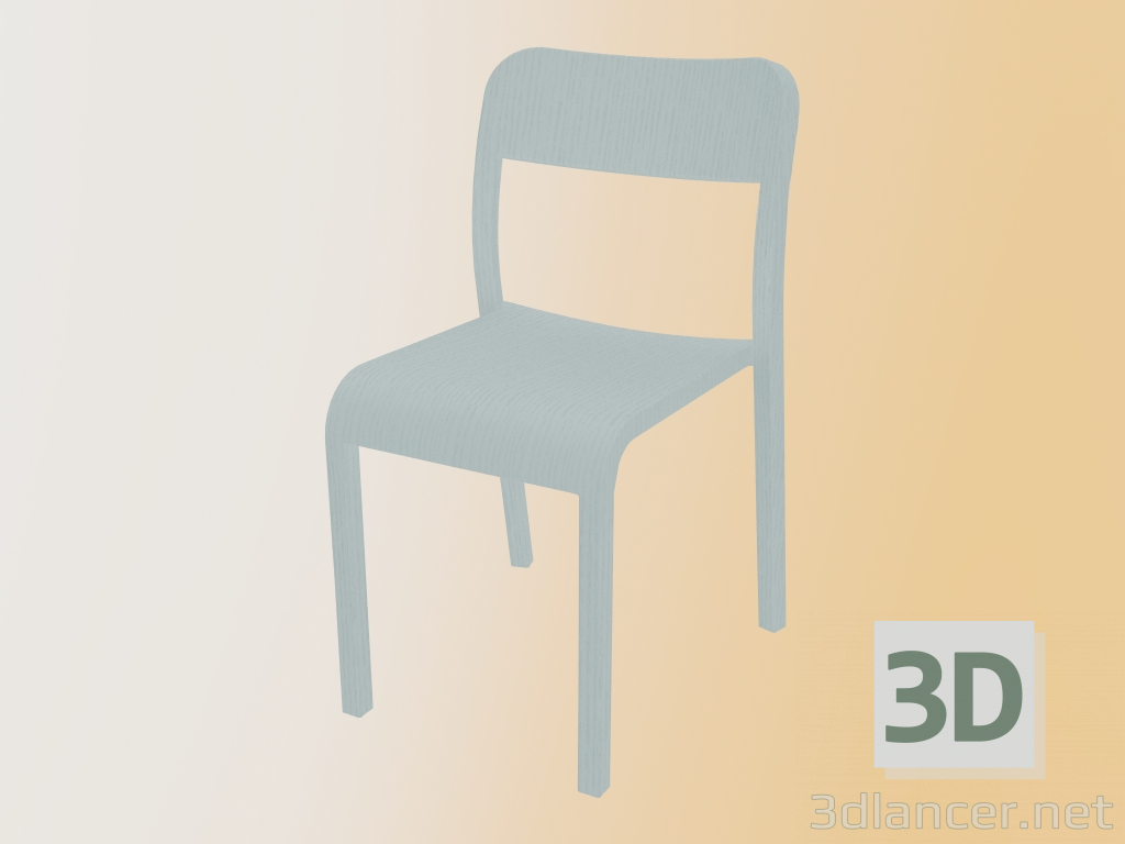 3d модель Стул BLOCCO chair (1475-20, ash colored with matt open grain in white) – превью