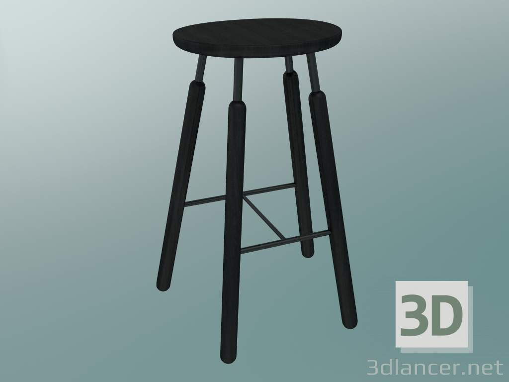3D modeli Norm tabure (NA8, W 52xH 75cm, Siyah toz kaplamalı, Siyah yağlı meşe) - önizleme