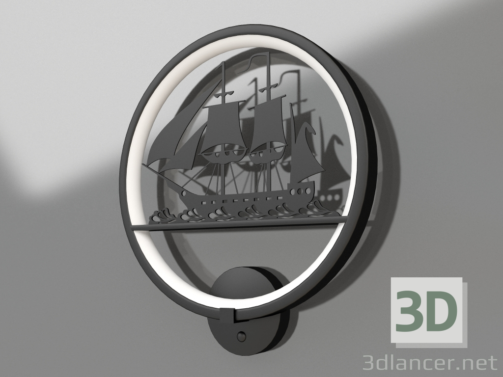 modello 3D Lampada da parete Nave nera (074110,4) - anteprima