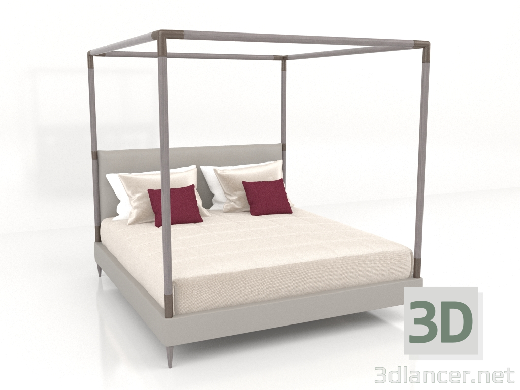 3D modeli Gölgelikli çift kişilik yatak (B101) - önizleme