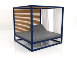 Raised couch with fixed slats with side walls and curtains (Night blue)