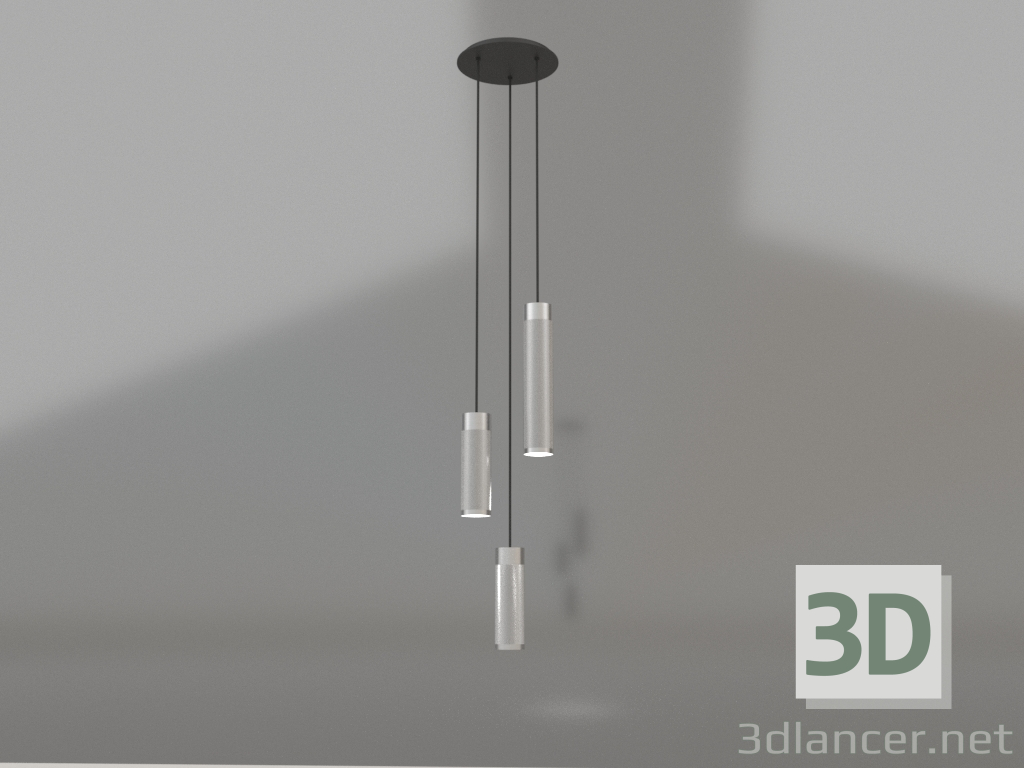 3d model Hanging cluster lamp Patrone (nickel-plated brass) - preview