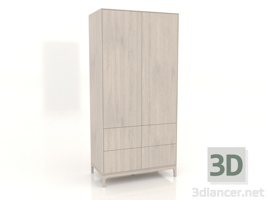 3D Modell Kleiderschrank FARGO 1050x600x2200 mm (Eiche gebleicht, 2 Türen, 4 Schubladen) - Vorschau