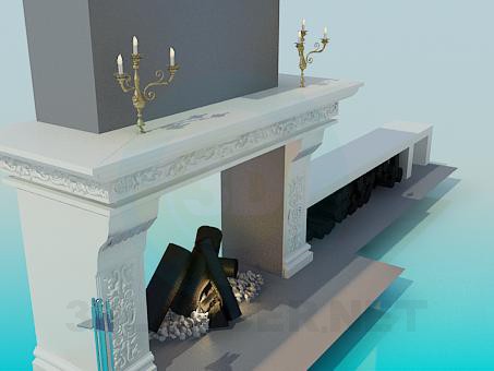 3d model Fireplace with an extension for firewood - preview 3d model Fireplace with an extension for firewood - preview