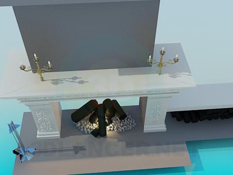 3d model Fireplace with an extension for firewood - preview 3d model Fireplace with an extension for firewood - preview