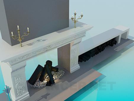 3d model Fireplace with an extension for firewood - preview 3d model Fireplace with an extension for firewood - preview