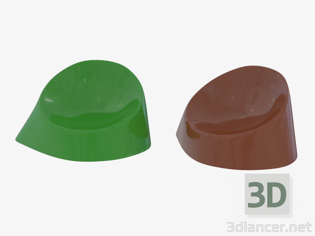 modello 3D Pouf in ceramica dura - anteprima