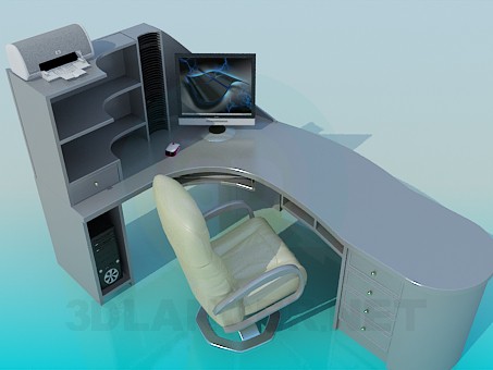 modelo 3D Escritorio esquina con sillón - escuchar modelo 3D Escritorio esquina con sillón - escuchar