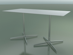 Rechteckiger Tisch mit doppelter Basis 5544 (H 72,5 - 69 x 139 cm, Weiß, LU1)