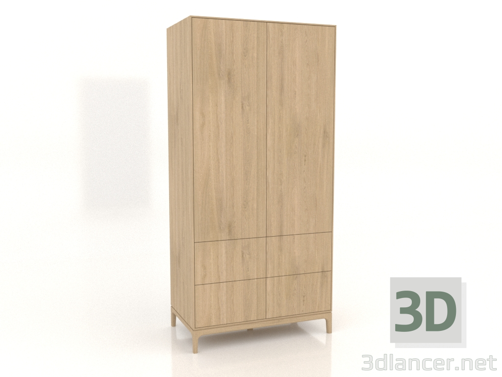 3D Modell Kleiderschrank FARGO 1050x600x2200 mm (Eiche hell, 2 Türen, 4 Schubladen) - Vorschau