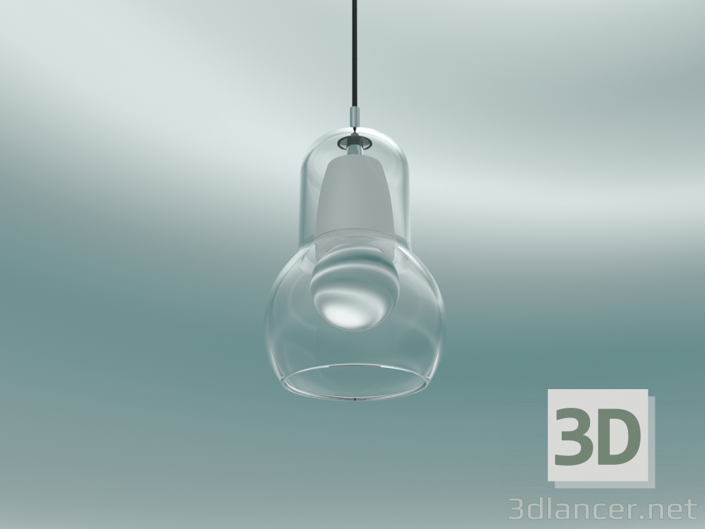 3d model Lámpara colgante Bombilla (SR1, Ø11cm, H 16.3cm, Cristal transparente con cordón de tela negro) - vista previa