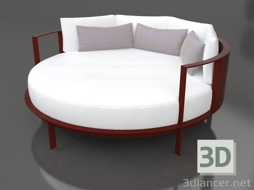 3d model Round bed for relaxation (Wine red) - preview