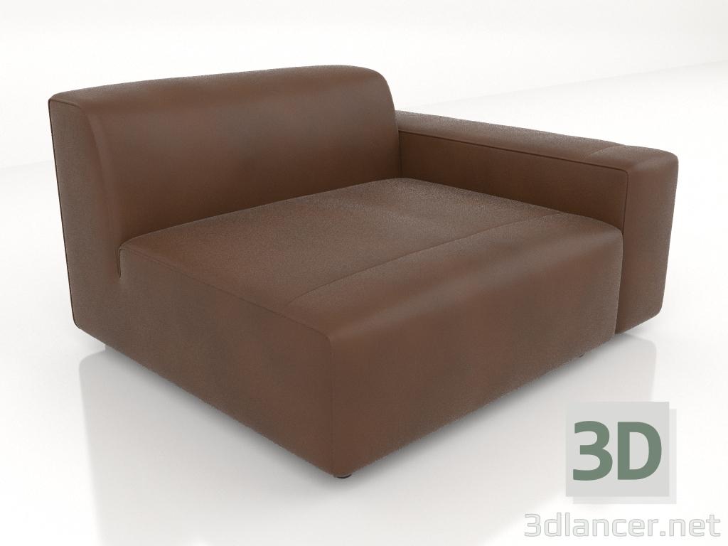 3d model Single sofa module with a low armrest on the left - preview