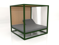 Raised couch with fixed slats with side walls and curtains (Bottle green)