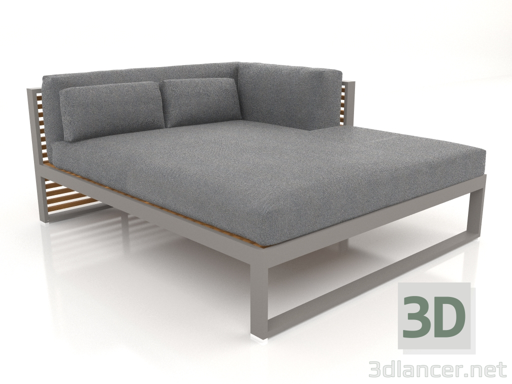 modèle 3D Canapé modulable XL, section 2 droite, bois artificiel (gris quartz) - preview