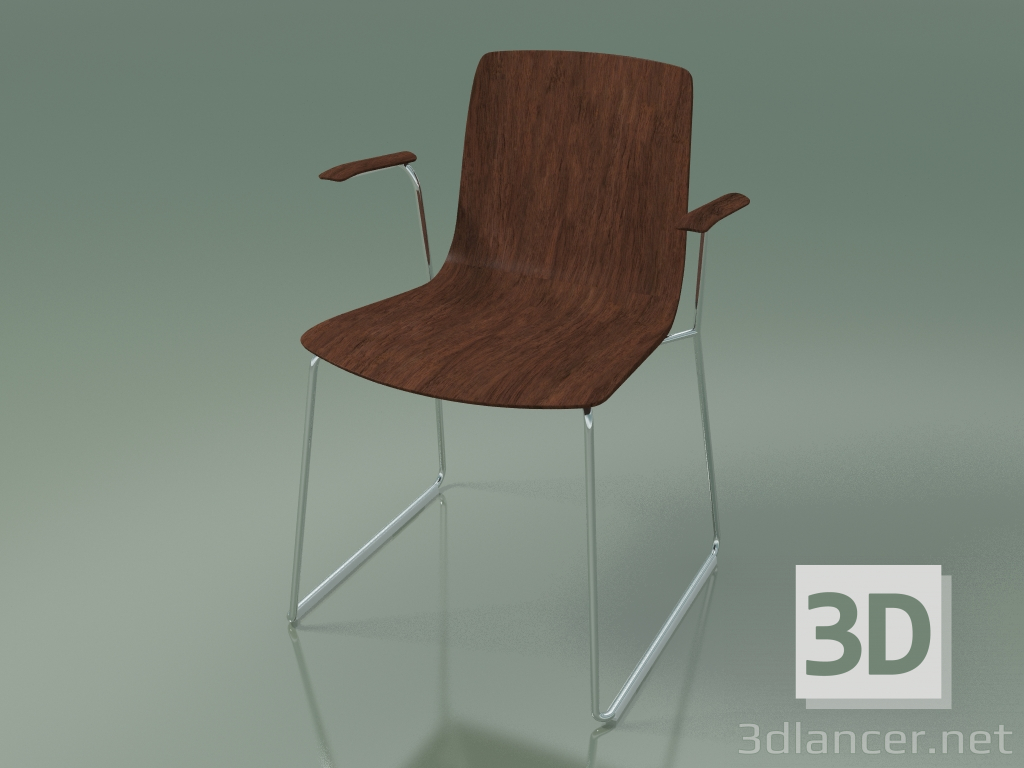 modèle 3D Chaise 3909 (sur rails, avec accoudoirs, noyer) - preview