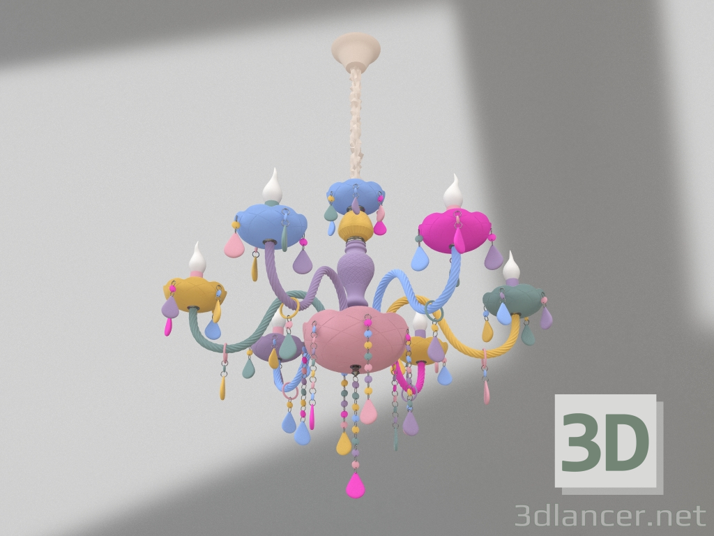 modello 3D Lampadario Astrid multicolore (074175-6) - anteprima