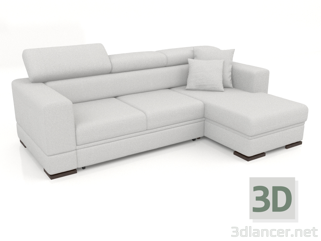 modello 3D Divano Fabio con pouf (Aura 01) - anteprima