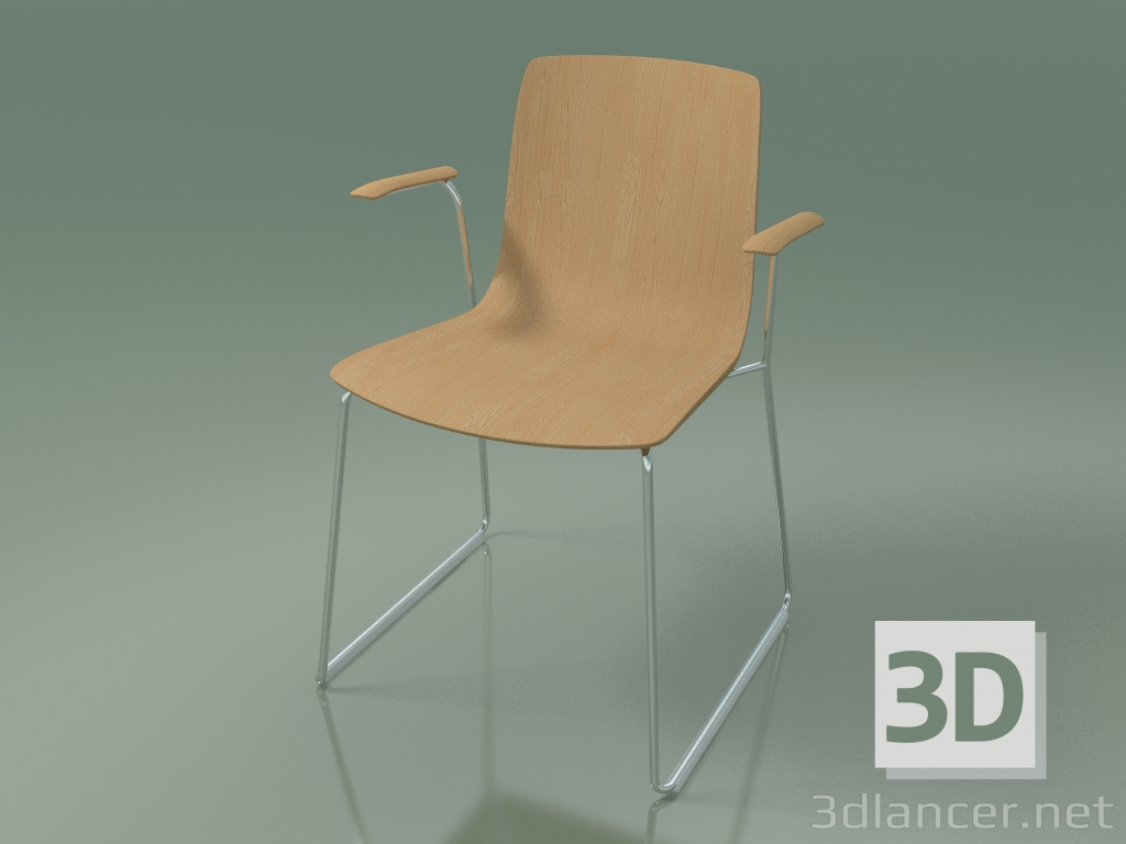 Modelo 3d Cadeira 3909 (sobre trilhos, com braços, em carvalho) - preview
