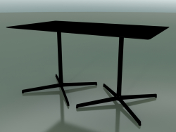 Rechteckiger Tisch mit doppelter Basis 5545 (H 72,5 - 79 x 139 cm, Schwarz, V39)