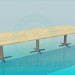 3D Modell Länglichen Tisch auf drei Säulen - Vorschau
