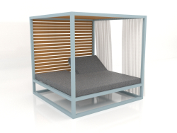 Erhöhtes Sofa mit festen Lattenrosten mit Seitenwänden und Vorhängen (Blaugrau)