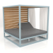 3d model Raised couch with fixed slats with side walls and curtains (Blue gray) - preview
