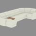 3d model sofá de la esquina de cuero con mesa de café incorporado - vista previa