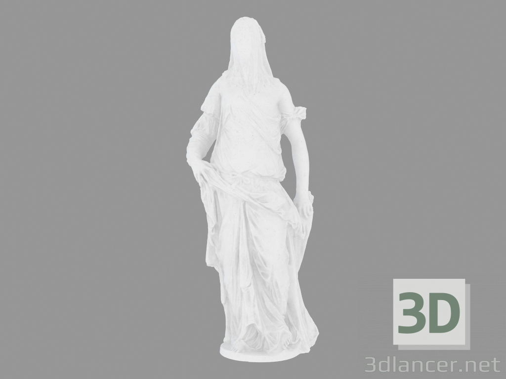 3D modeli Mermer heykel peçeli kadın - önizleme