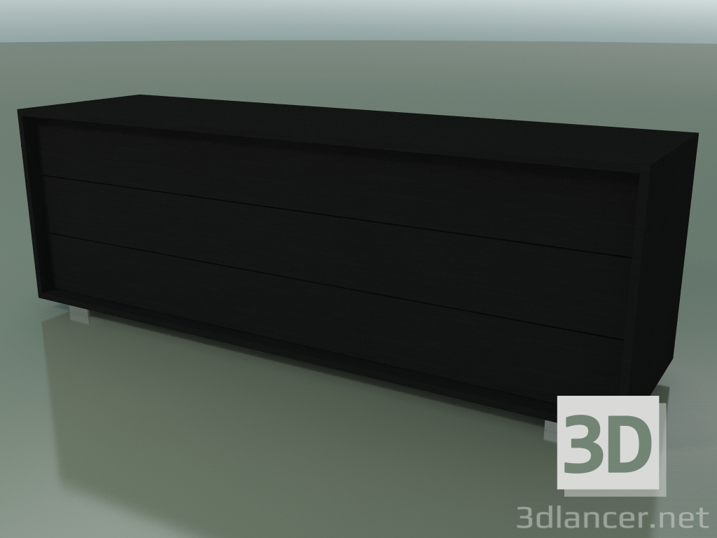 3d model Cómoda de 3 cajones (65, pies de acero cepillado, lacado en negro) - vista previa