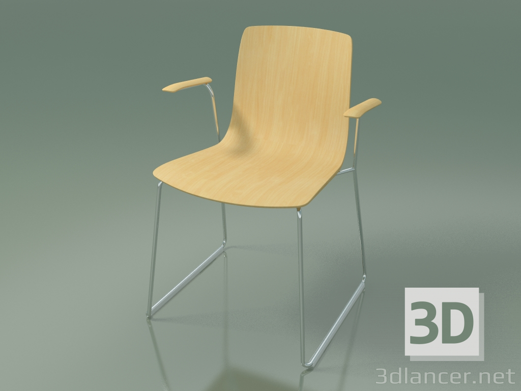 modello 3D Sedia 3909 (su rotaie, con braccioli, betulla naturale) - anteprima