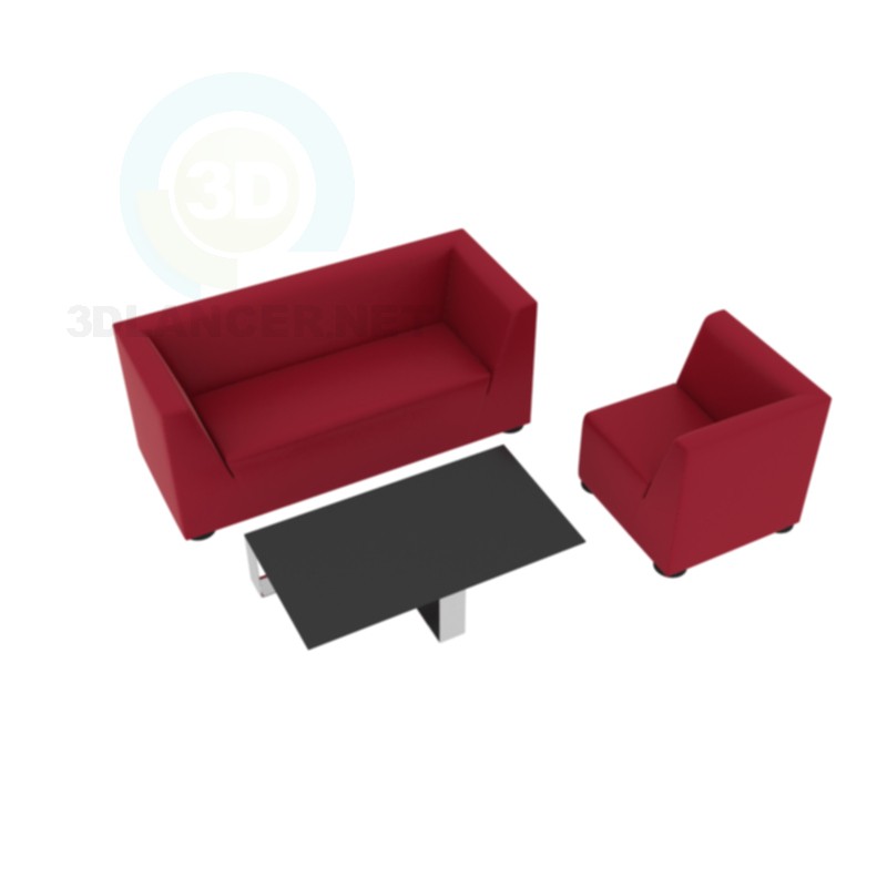 modèle 3D ensemble de meubles - preview